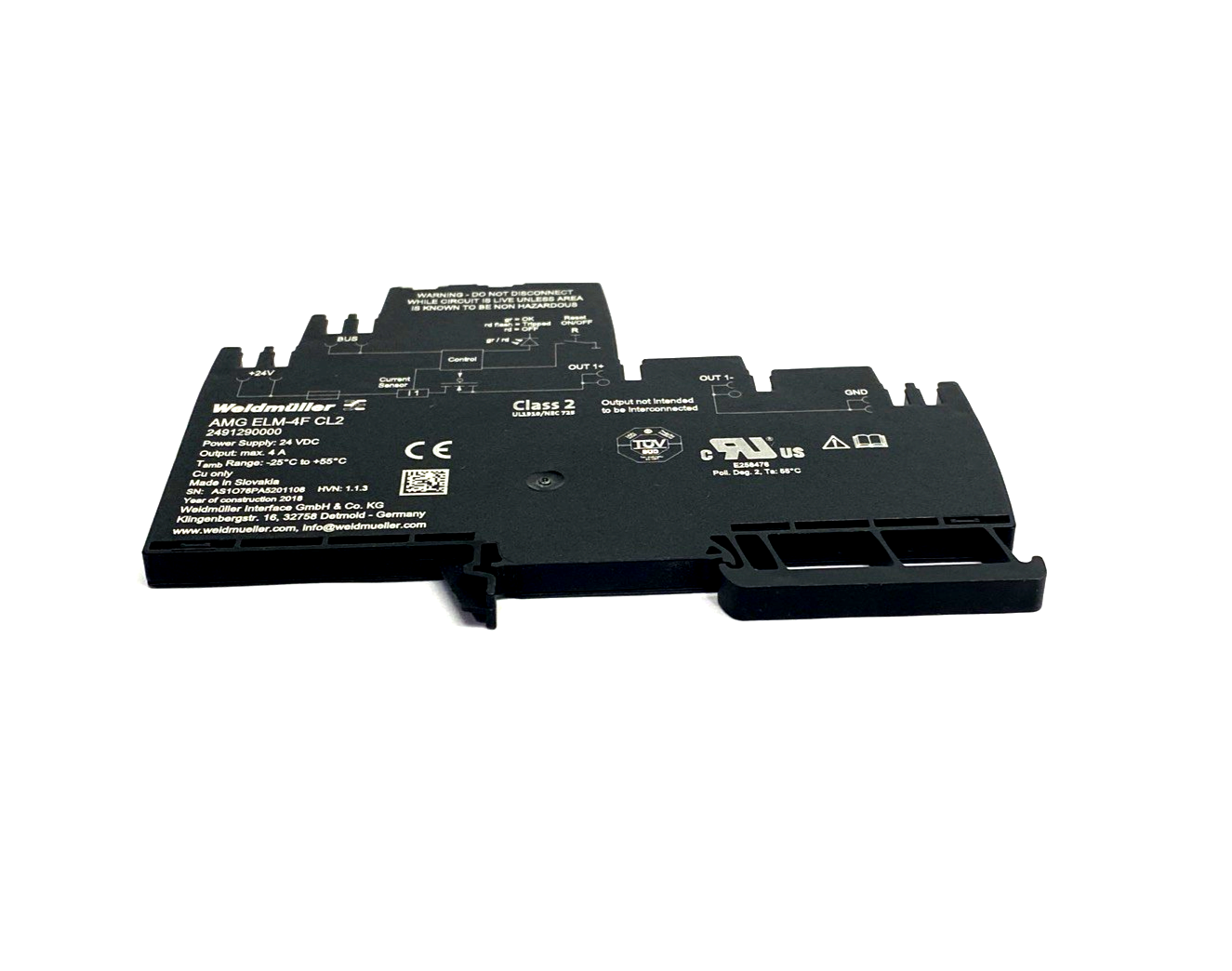 Weidmuller 2491290000 Electronic Load Monitoring, 4A, 24VDC AMG ELM-4F CL2 - Maverick Industrial Sales