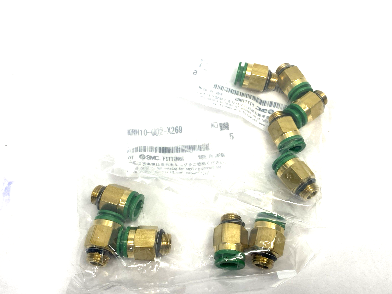 KRH10-U02-X269 | SMC Flame Resistant One Touch Fitting 1/4" Brass LOT OF 10 - New - Maverick Industrial Sales