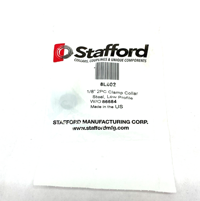 Stafford 8L002 Low Profile 2PC Clamp Collar 1/8" Steel - Maverick Industrial Sales