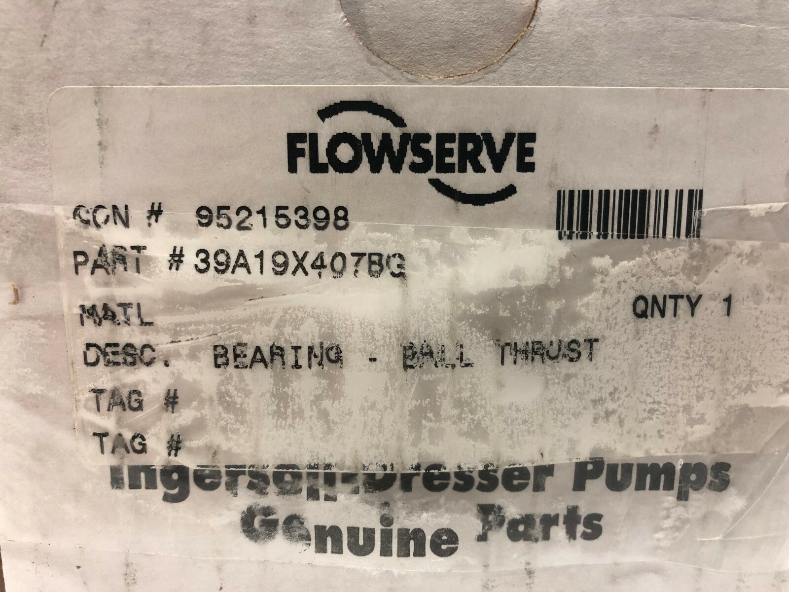 Flowserve 39A19X407BG Ball-Thrust Bearing Set 95215398 - New – Open box - Maverick Industrial Sales