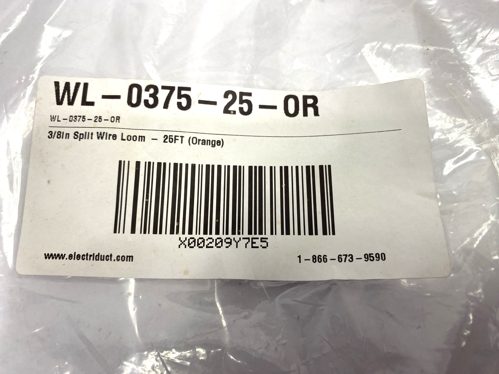 WL-0375-25-OR | Electriduct Orange Split Wire Loom Tubing 3/8" x 25' - New Other - Maverick Industrial Sales
