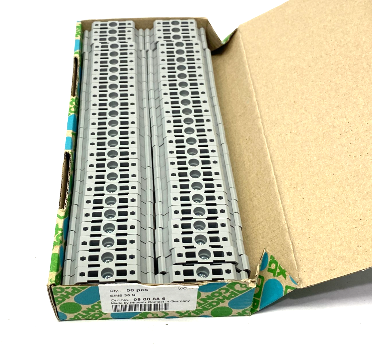 Phoenix Contact 0800886 End Bracket Terminal Block E/NS 35 N Gray BOX OF 50 - Maverick Industrial Sales