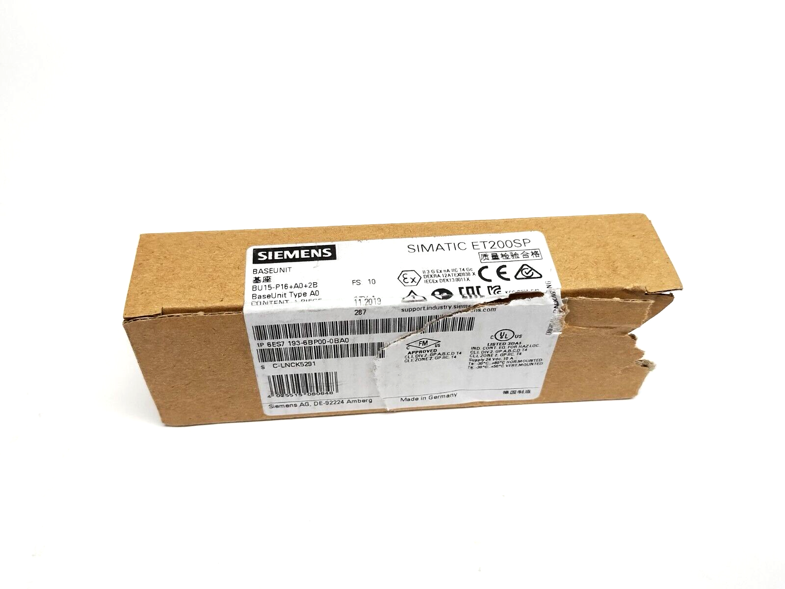 Siemens 6ES7193-6BP00-0BA0 SIMATIC ET 200SP Base Unit BU15-P16+A0+2B - Maverick Industrial Sales