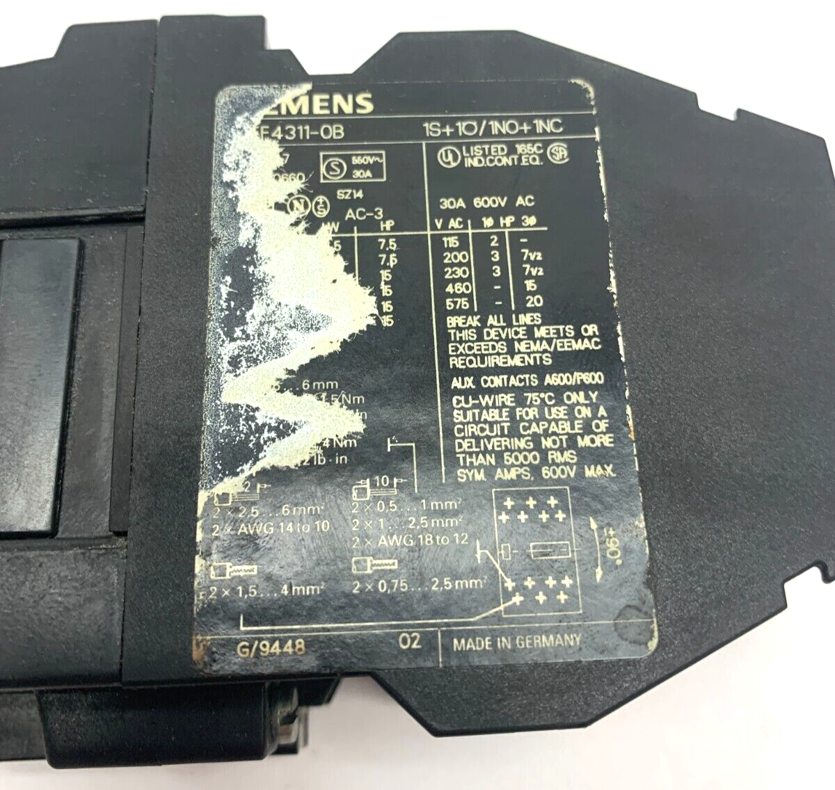 Siemens 3TF4311-0B AC Contactor 3-Pole VDE0660 - Maverick Industrial Sales