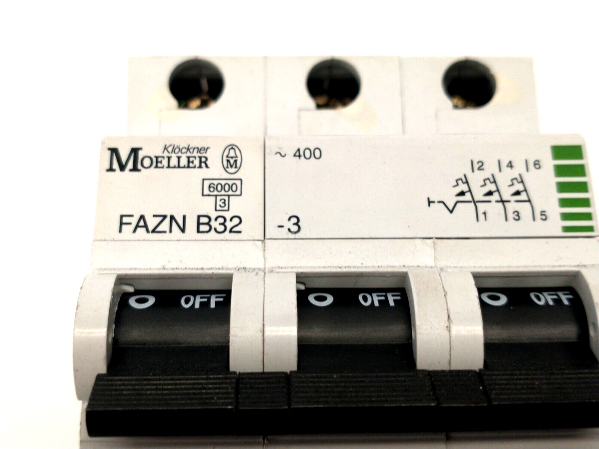 Klockner Moeller FAZNB32-3 Miniature Circuit Breaker, 3-Pole 32A FAZNB32/3 - Maverick Industrial Sales