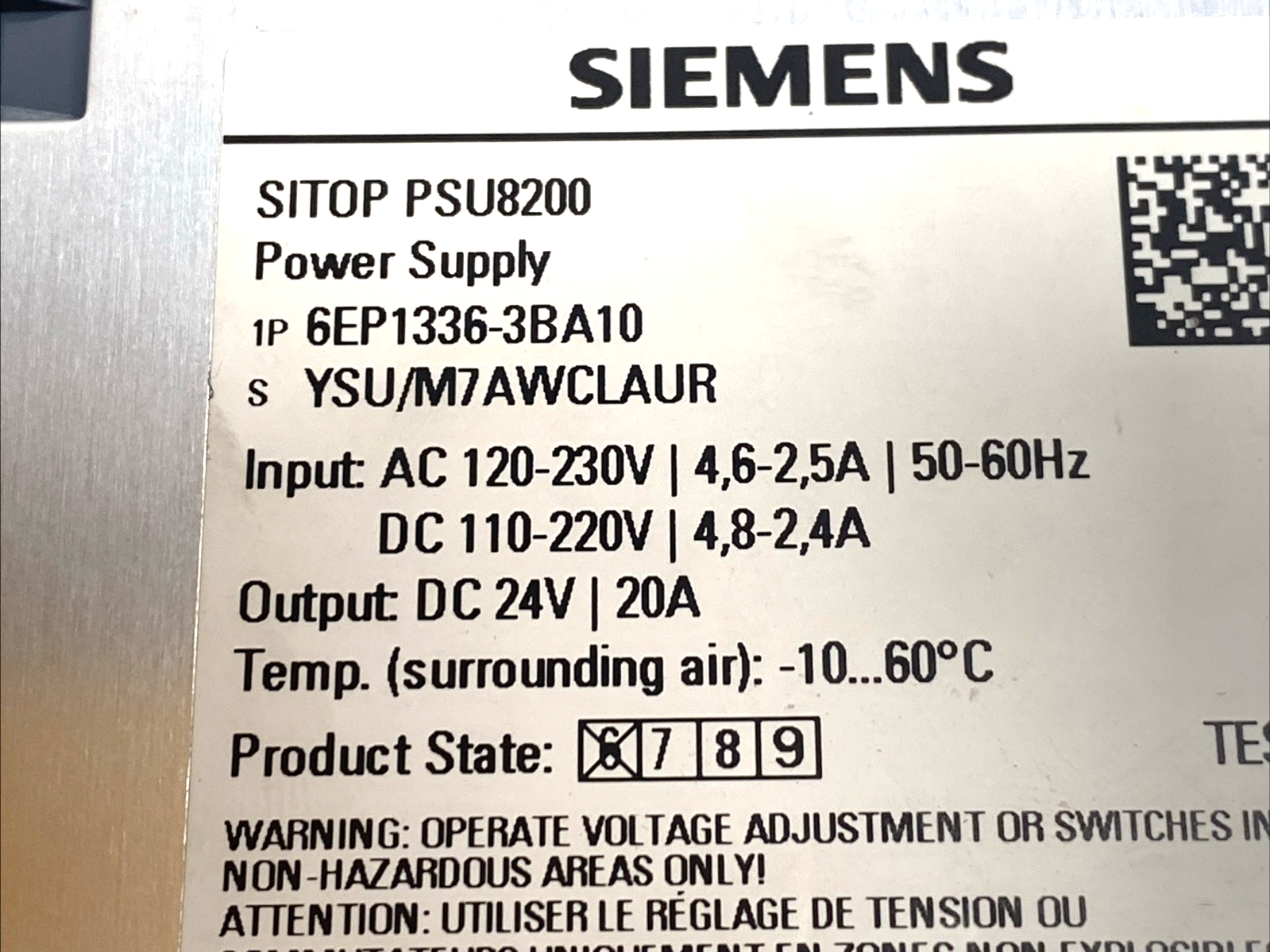 Siemens 6EP1336-3BA10 Power Supply 24V DC 20A DIN Rail, SITOP PSU8200 - Maverick Industrial Sales