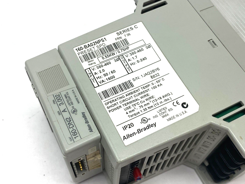 Allen Bradley 160-BA02NPS1 Ser C DeviceNet Preset Speed Controller 0.75HP 0.55KW - Maverick Industrial Sales