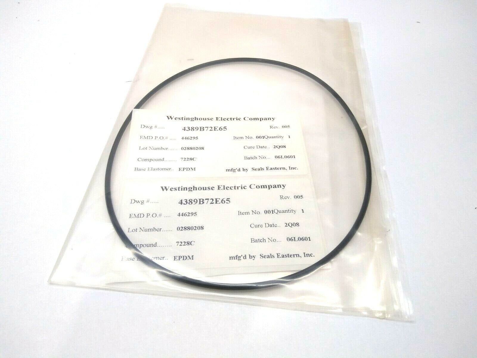 Westinghouse Electric Seals Eastern 4389B72E65 Rev 005 O-Ring 2Q08 EPDM Rubber - Maverick Industrial Sales