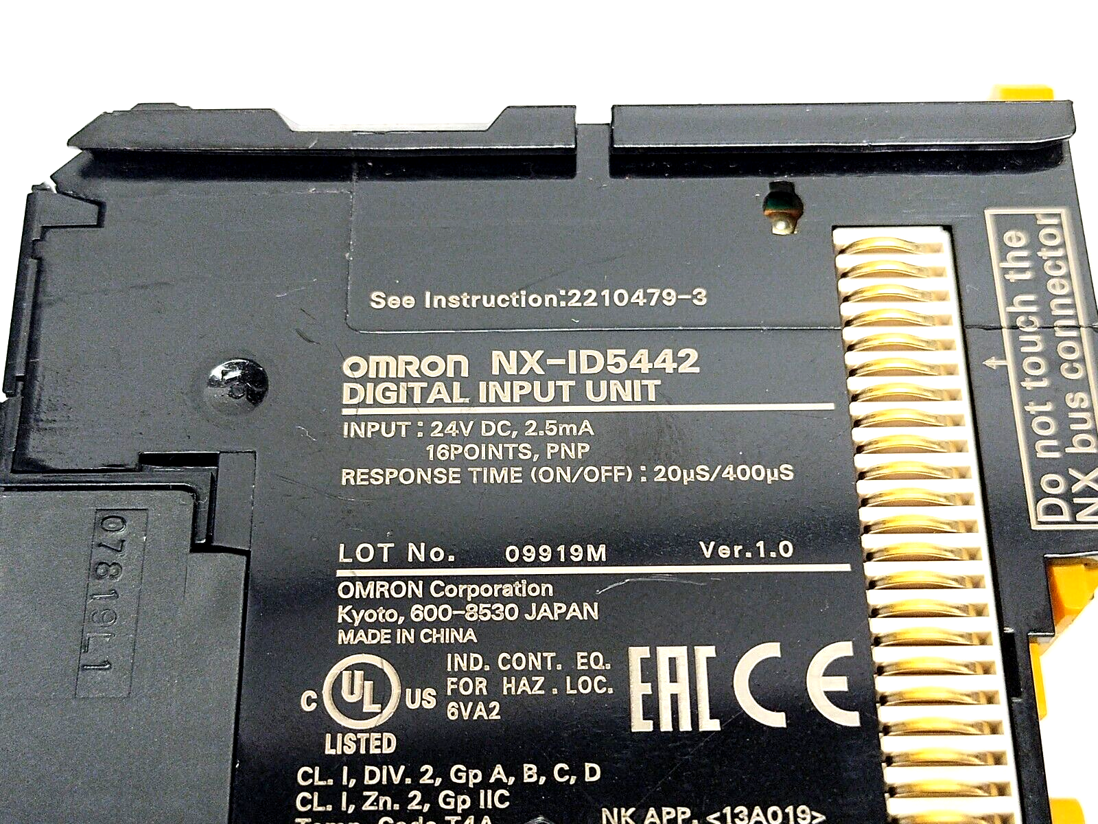 Omron NX-ID5442 Digital Input Unit, 16 Digital Inputs, PNP, 24VDC - Used - Maverick Industrial Sales