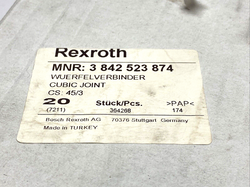 Bosch Rexroth 3842523874 Cubic Joint 45/3 PKG OF 19 - Maverick Industrial Sales