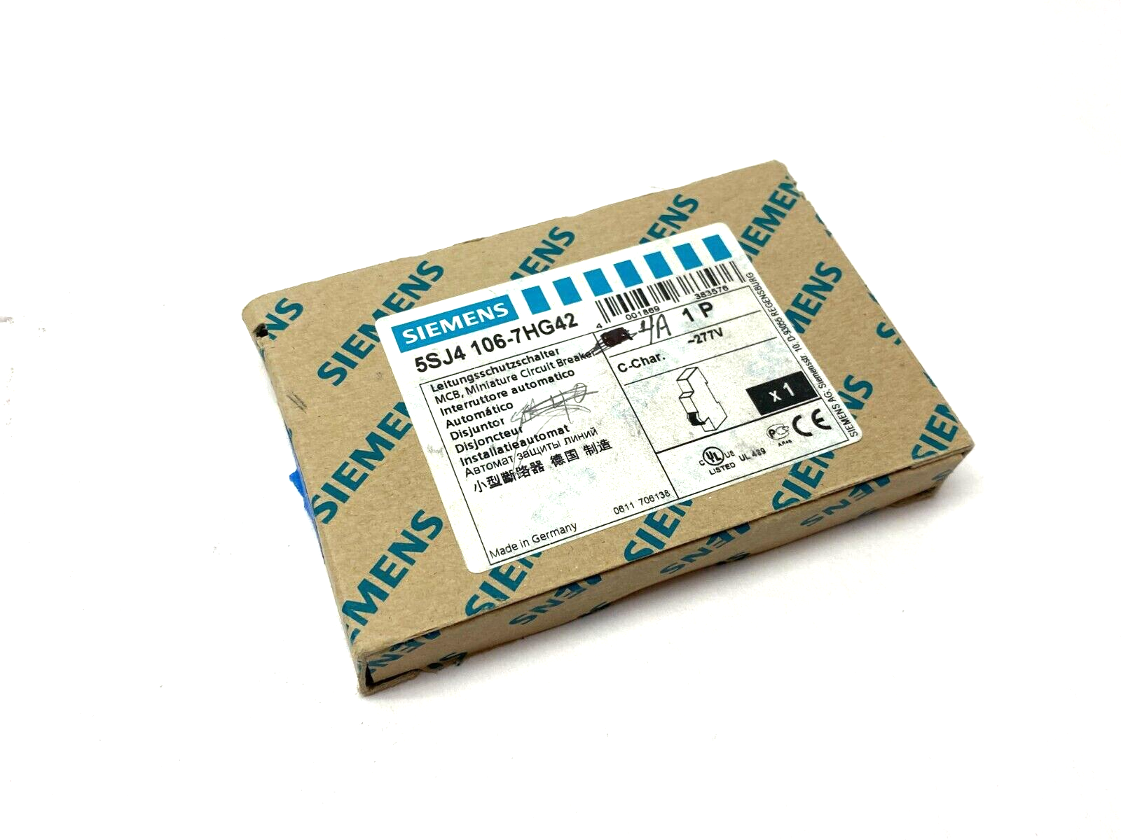 Siemens 5SJ4 106-7HG42 Miniature Circuit Breaker 4A 1-Pole 277V - Maverick Industrial Sales