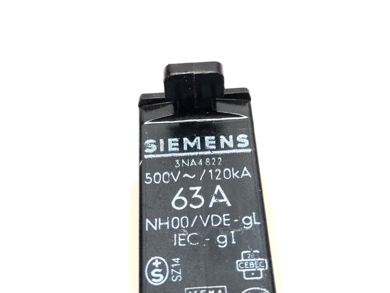 Siemens 3NA4822 Blade Fuse Link 63A 500V 120kA NH00 3NA4 822 - Maverick Industrial Sales