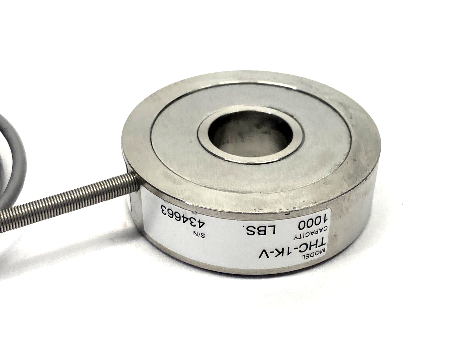Transducer Techniques THC-IK-V Through-Hole Donut Load Cell Force Sensor 0-1K LB - Maverick Industrial Sales