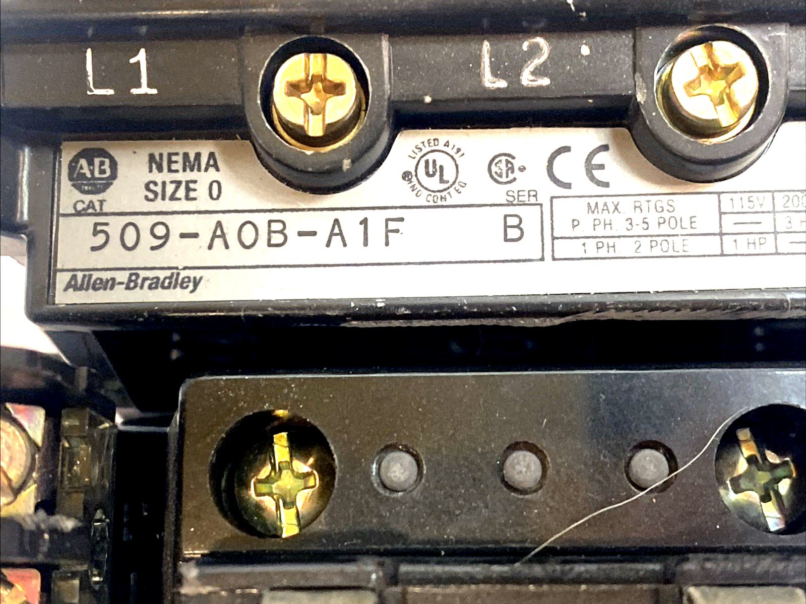 509-A0B-A1F | Allen Bradley Nema 0 Motor Starter SER B 480V E1 Plus Overload - Used - Maverick Industrial Sales