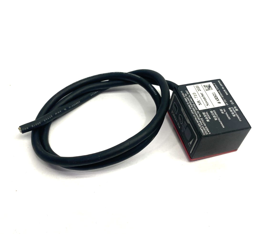 SR-710 | Keyence Fixed-Type Ultra-Compact Code Reader, Middle Range CUT CABLE - Used - Maverick Industrial Sales