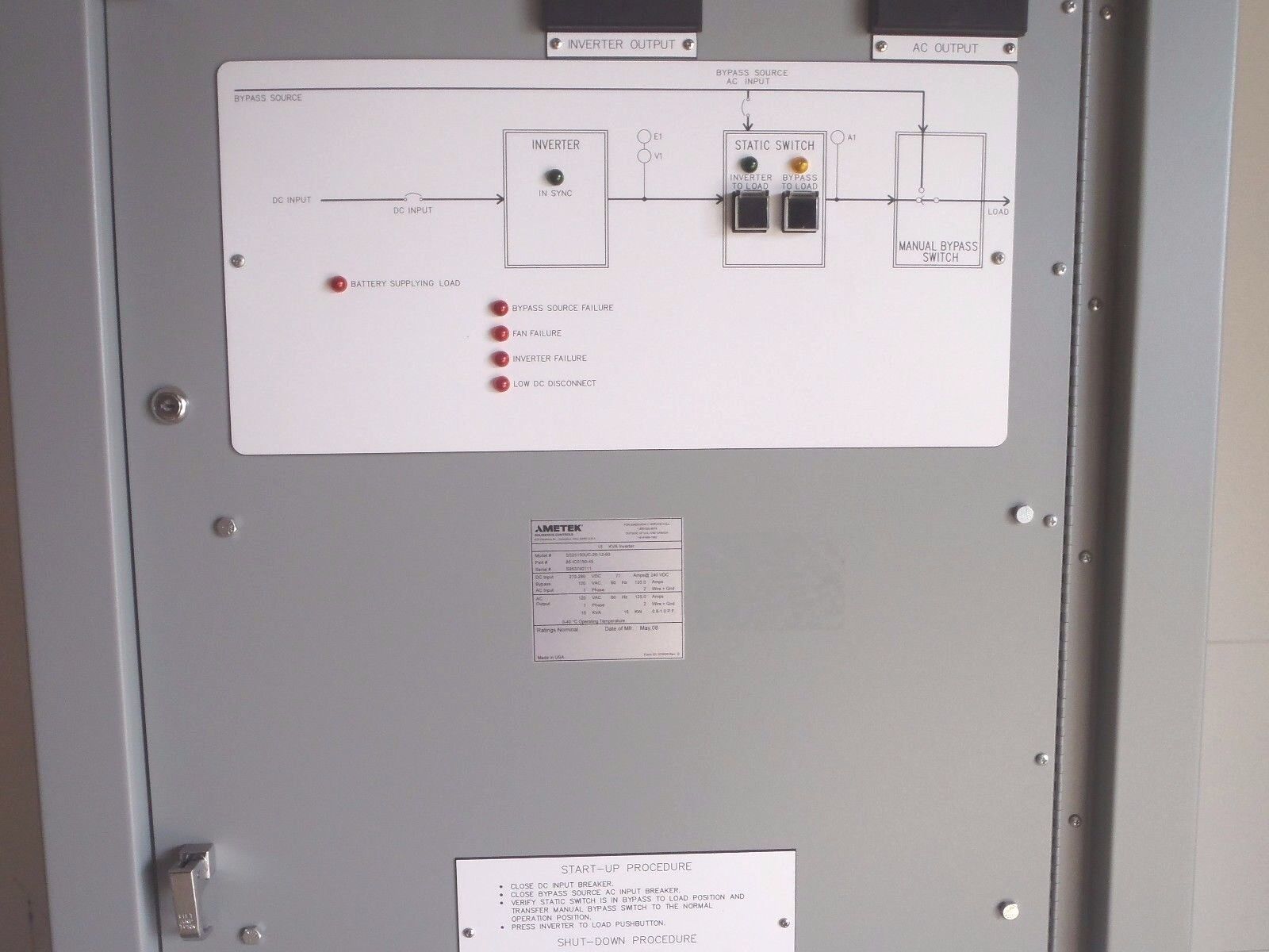 Ametek SolidState Controls 85-IC0150-45 15 KVA Power Inverter SS25150UC-26-12-60 - Maverick Industrial Sales