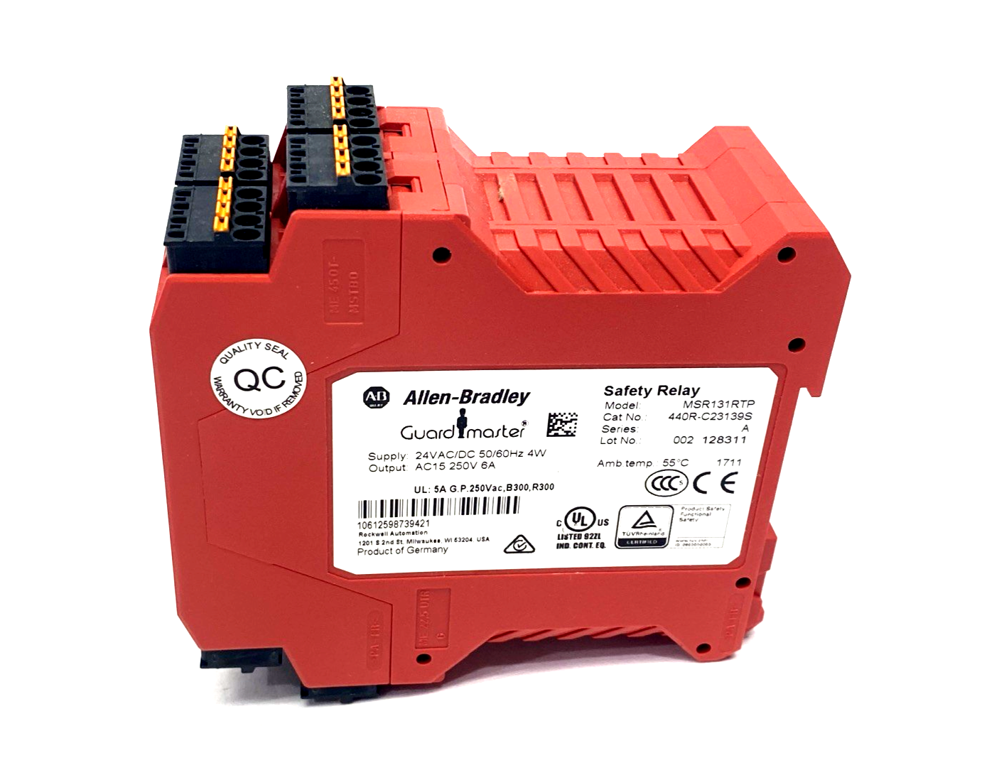 Allen Bradley 440R-C23139S Ser. A Safety Relay 24V AC/DC 4W 250VAC 6A, MSR131RTP - Maverick Industrial Sales