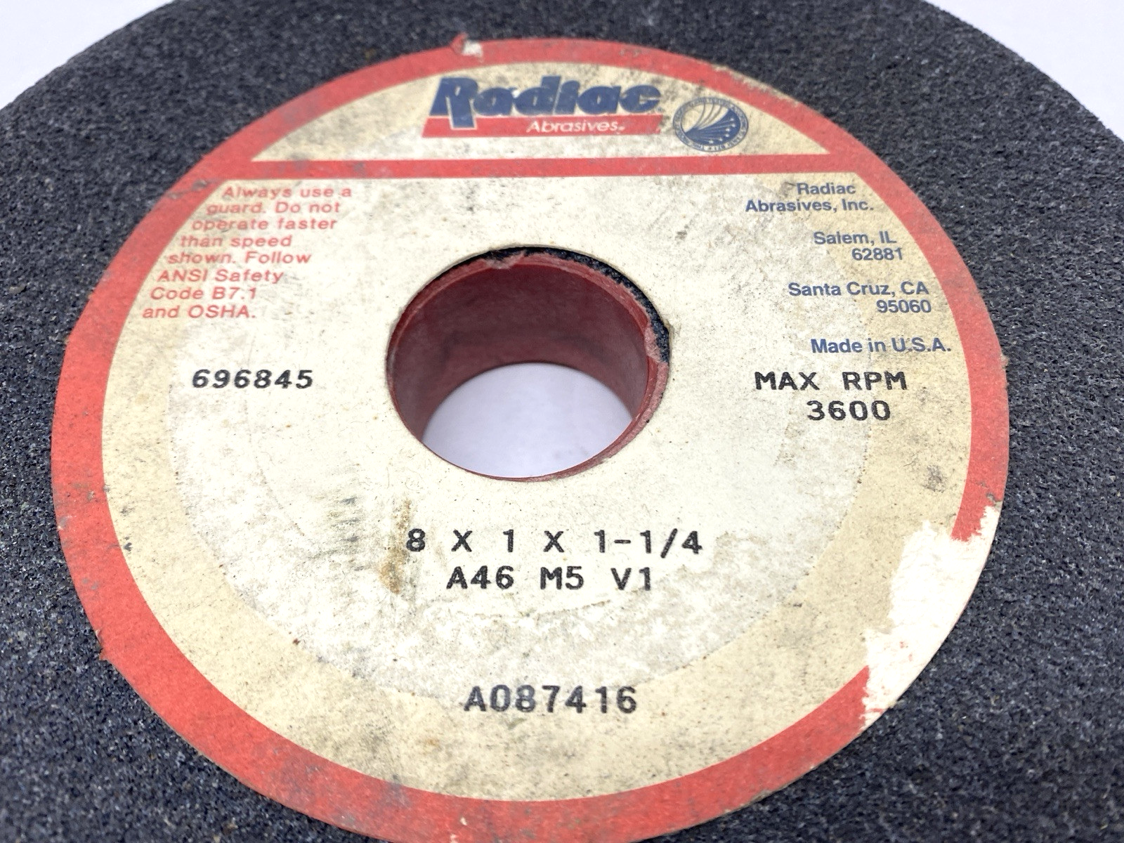 Radiac A087416 Grinding Wheel 8" x 1" x 1-1/4" 696845 - Maverick Industrial Sales