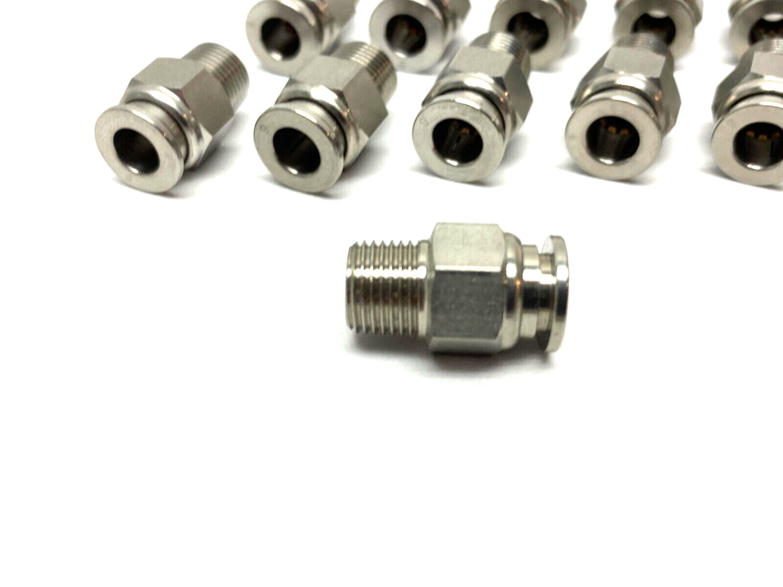 Stainless Steel Straight Snap-Connect Tube Fitting 6mm OD 1/8" Thread LOT OF 11 - Maverick Industrial Sales