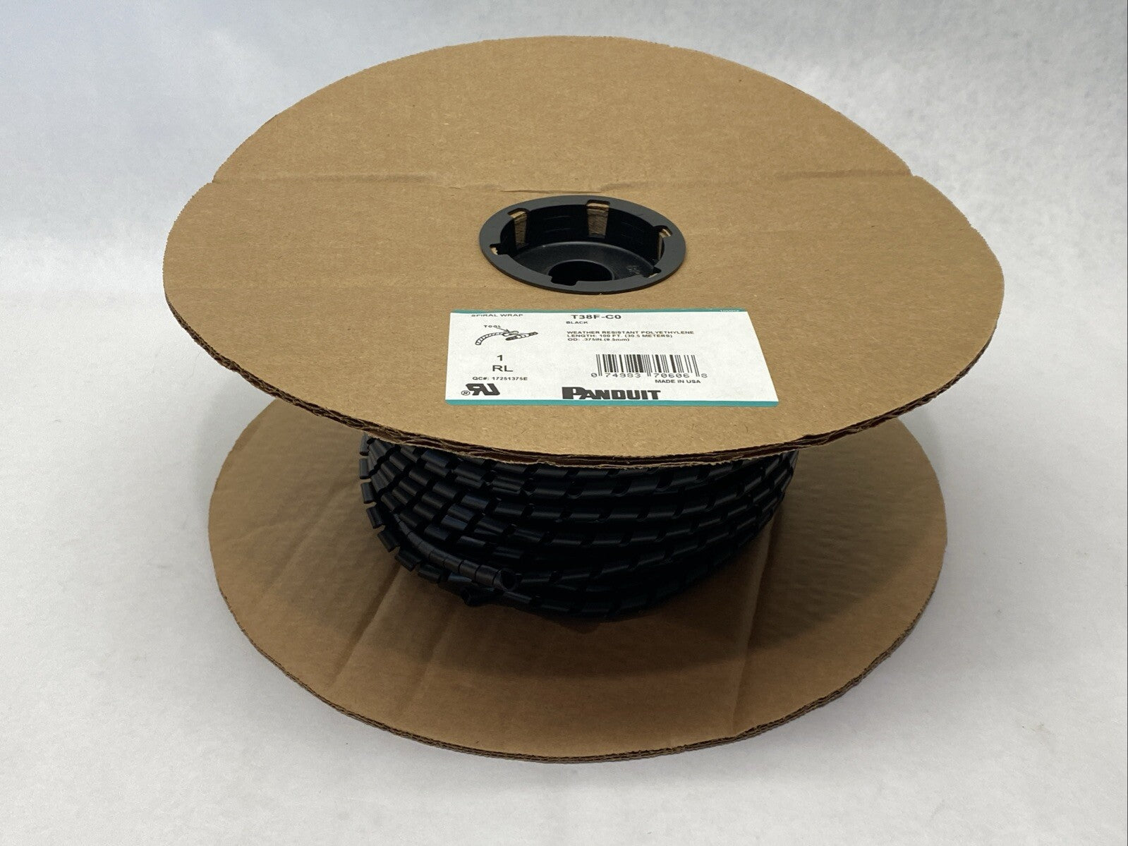 Panduit T38F-C0 Polyethylene Spiral Wrap Black .38" x 100ft Weather Resistant - Maverick Industrial Sales
