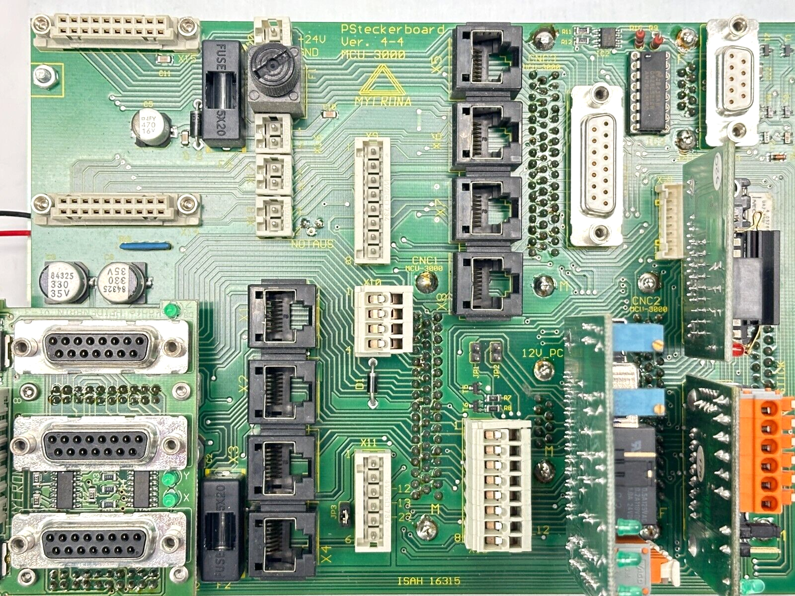 Mycrona MCU 3000 Frontplate CMM Motion Control Board PSteckerboard Ver 4-4 - Maverick Industrial Sales