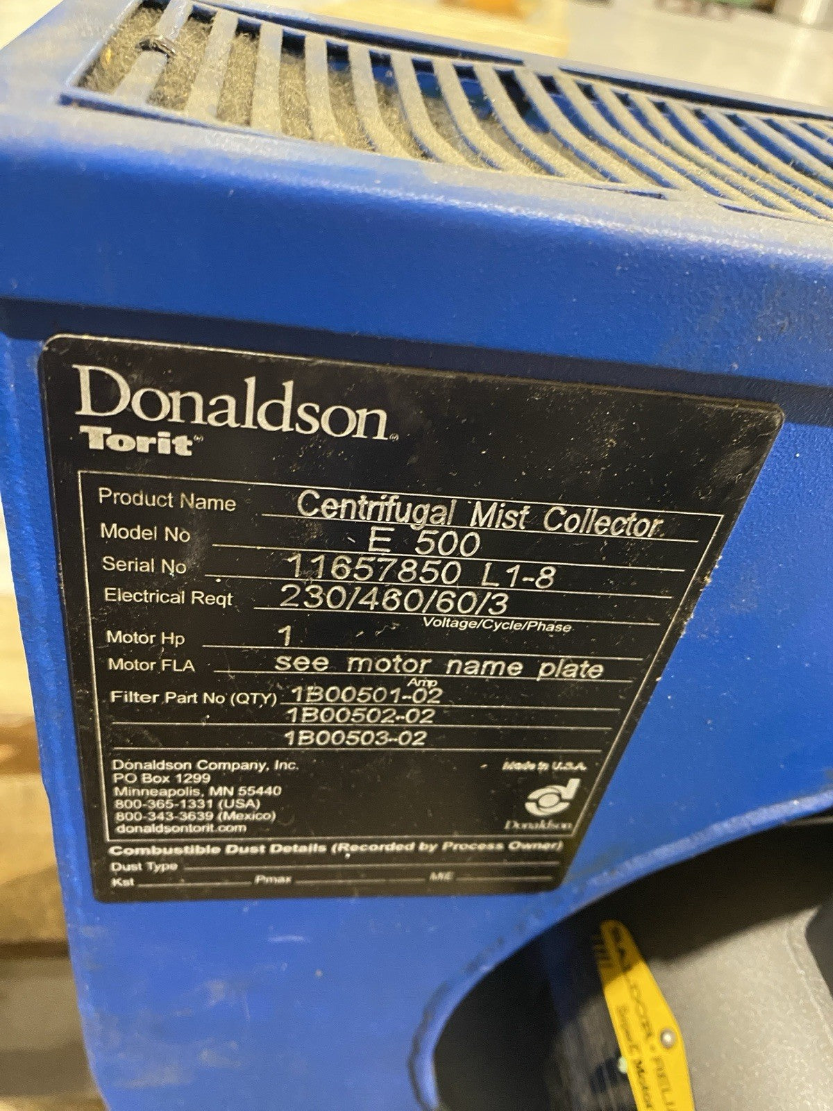 E-500 | Lot of 9 Donaldson Torit Centrifugal Mist Separator with Parts. For Repair - For parts or not working - Maverick Industrial Sales