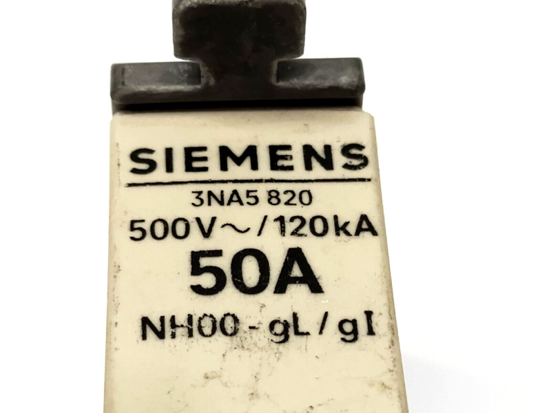 Siemens 3NA5820 Blade Fuse Link 50A 500V 120kA NH00 3NA5 820 - Maverick Industrial Sales