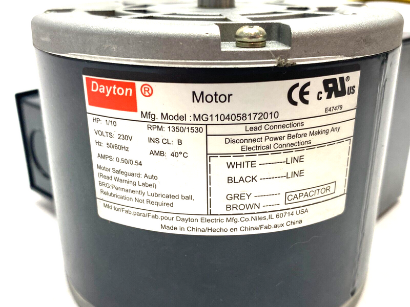 Dayton MG1104058172010 Motor For 1TDR8 Blower 1350/1530Rpm 1/10HP 230V 50/60Hz - Maverick Industrial Sales