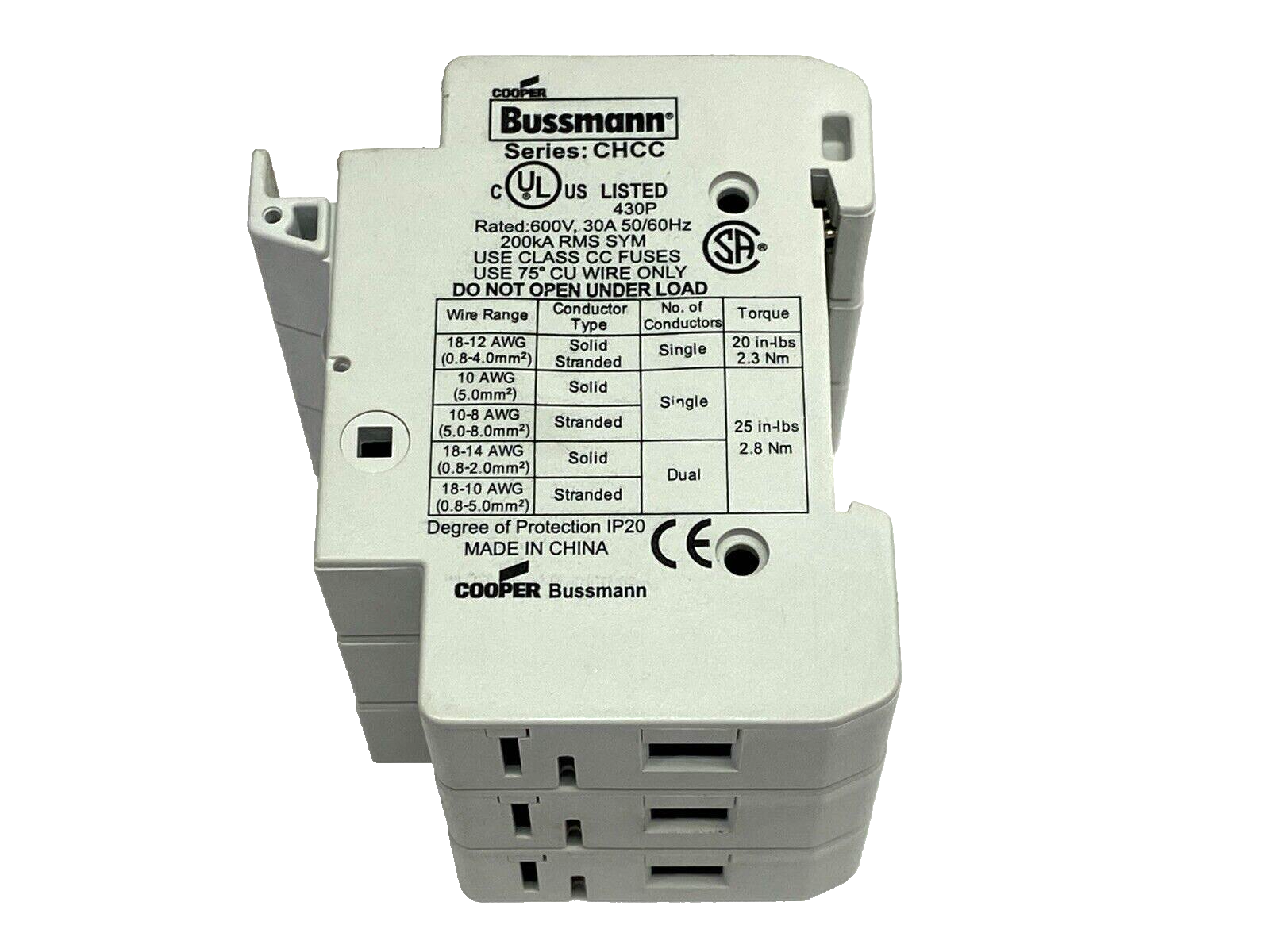 Cooper Bussmann CHCC 3-Pole Fuse Holder 600V 30A - Maverick Industrial Sales