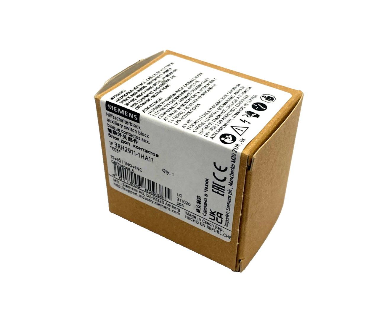 Siemens 3RH2911-1HA11 Auxiliary Switch Block 1 NO + 1 NC, For 3RT2 & 3RH2 - Maverick Industrial Sales