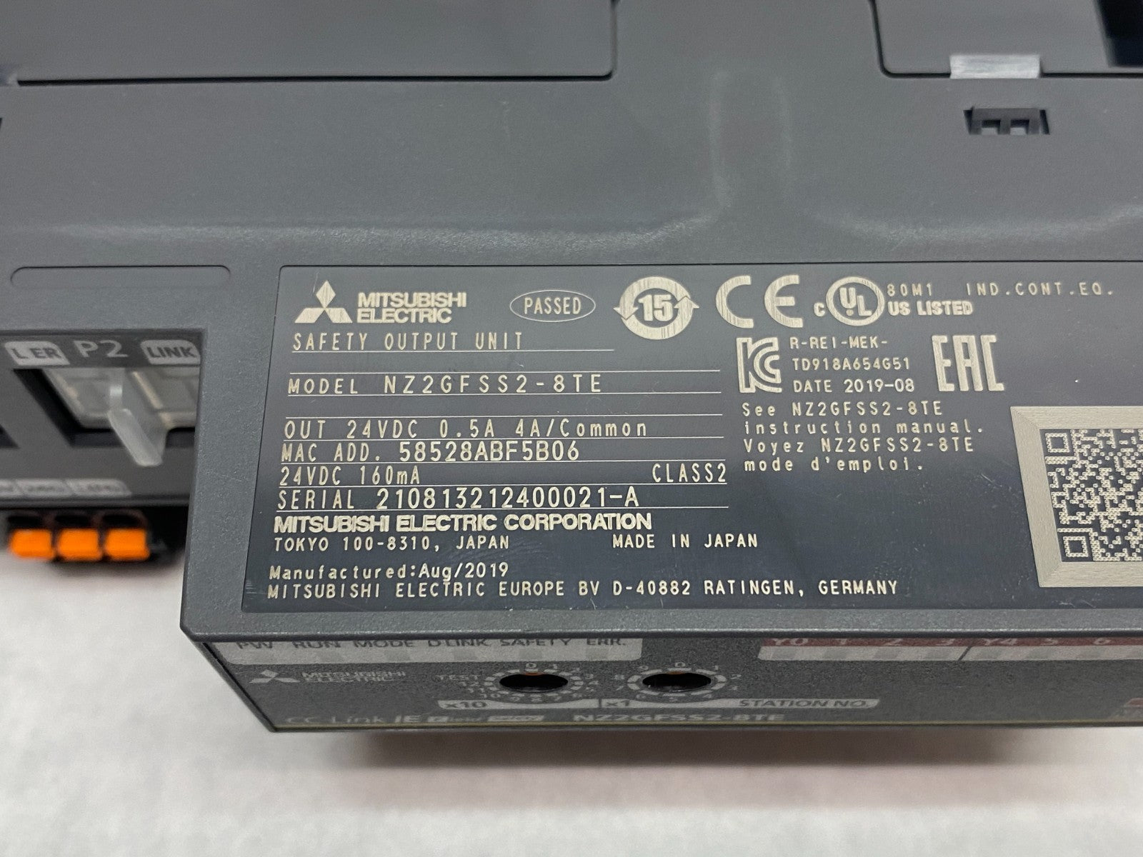 Mitsubishi NZ2GFSS2-8TE Block Type Remote Safety DC Digital Output Unit CC-Link - Maverick Industrial Sales