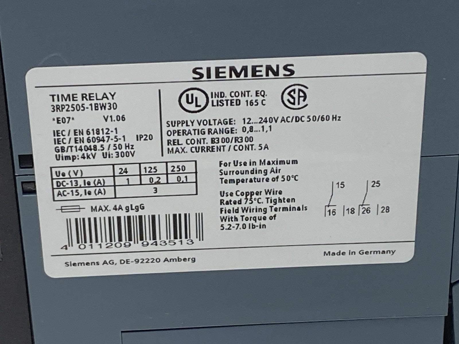 Siemens 3RP2505-1BW30 Multifunction Timing Relay 2-Change Over Contacts - Maverick Industrial Sales