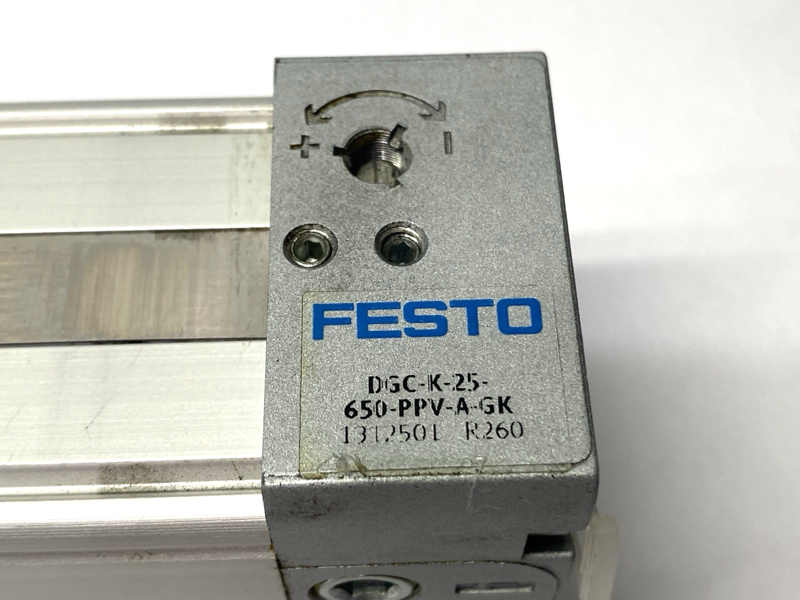 Festo DGC-K-25-650-PPV-A-GK Pneumatic Linear Drive 650mm Stroke 1312501 DAMAGED - Maverick Industrial Sales