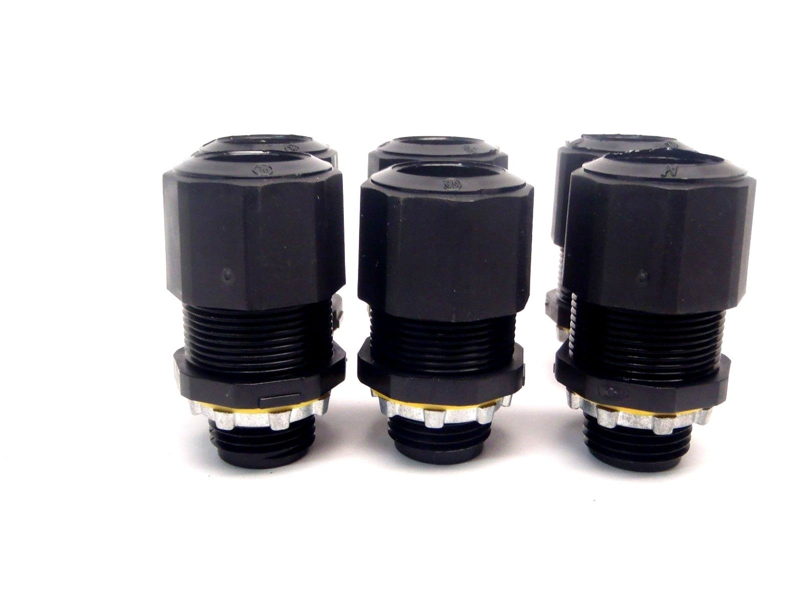 Black Nylon Strain Relief 3/4" Conduit Liquid Tight Threaded Fittings LOT OF 6 - Maverick Industrial Sales