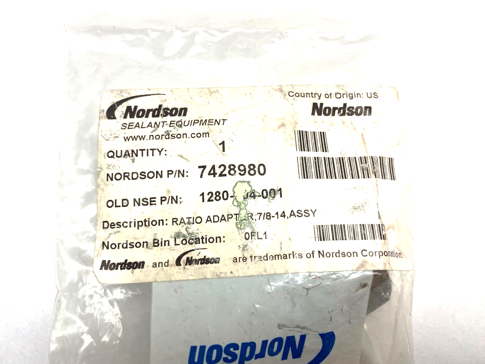 Nordson 7428980 Ratio Adapter 7/8"-14 Assembly 1280-104-001 - Maverick Industrial Sales