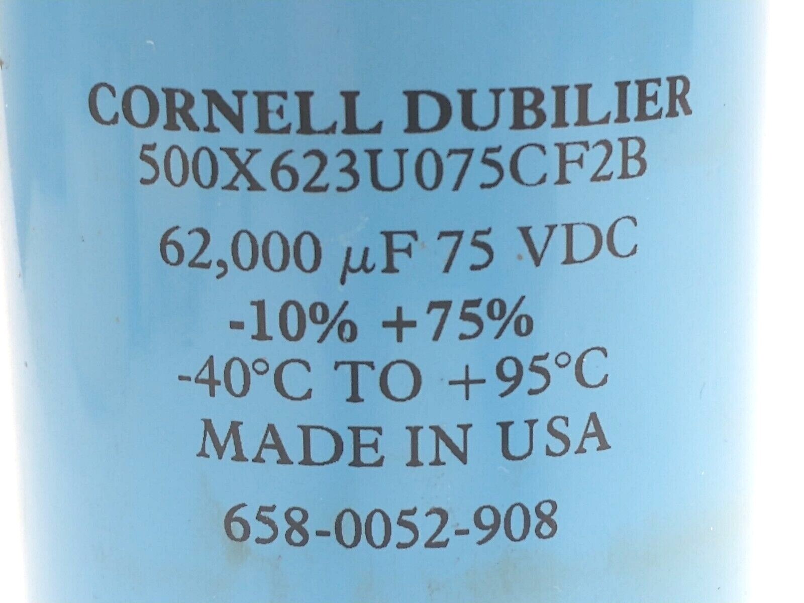 Cornell Dubilier 500X623U075CF2B Screw Terminal Aluminum Electrolytic Capacitor - Maverick Industrial Sales