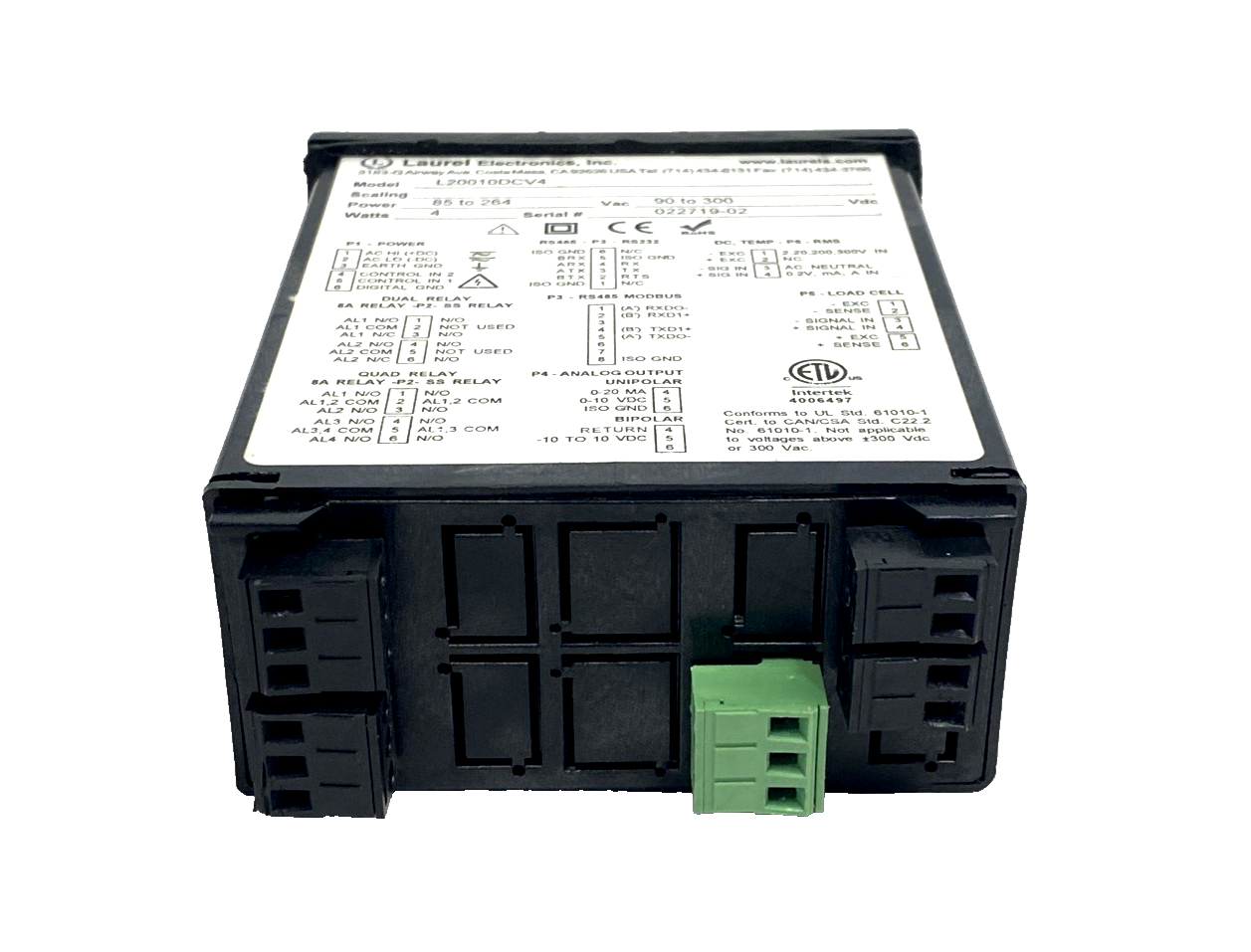 L20010DCV4 | Laurel DC Voltage Current Panel Meter 85–264VAC 4W - Used - Maverick Industrial Sales