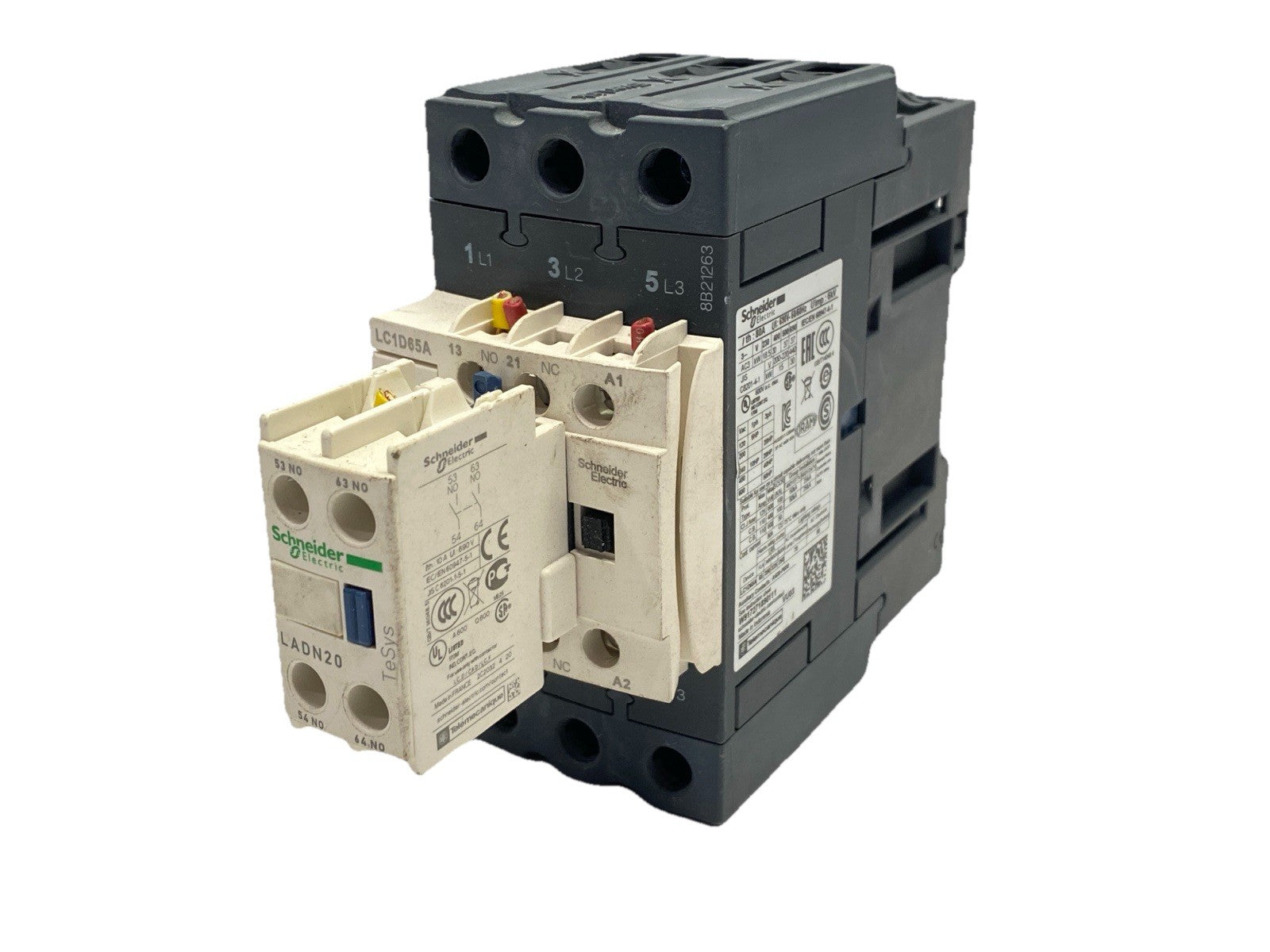 Schneider Electric LC1D65A Thermal Overload Contactor 3-Pole 65A w/ LADN20 - Maverick Industrial Sales