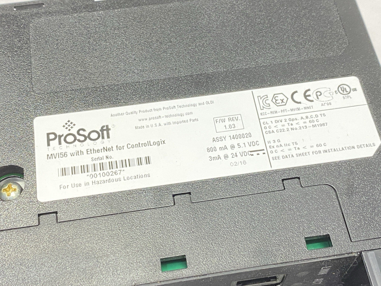 ProSoft MVI56-EGD Global Data Network Interface MVI56 EtherNet ControlLogix - Maverick Industrial Sales