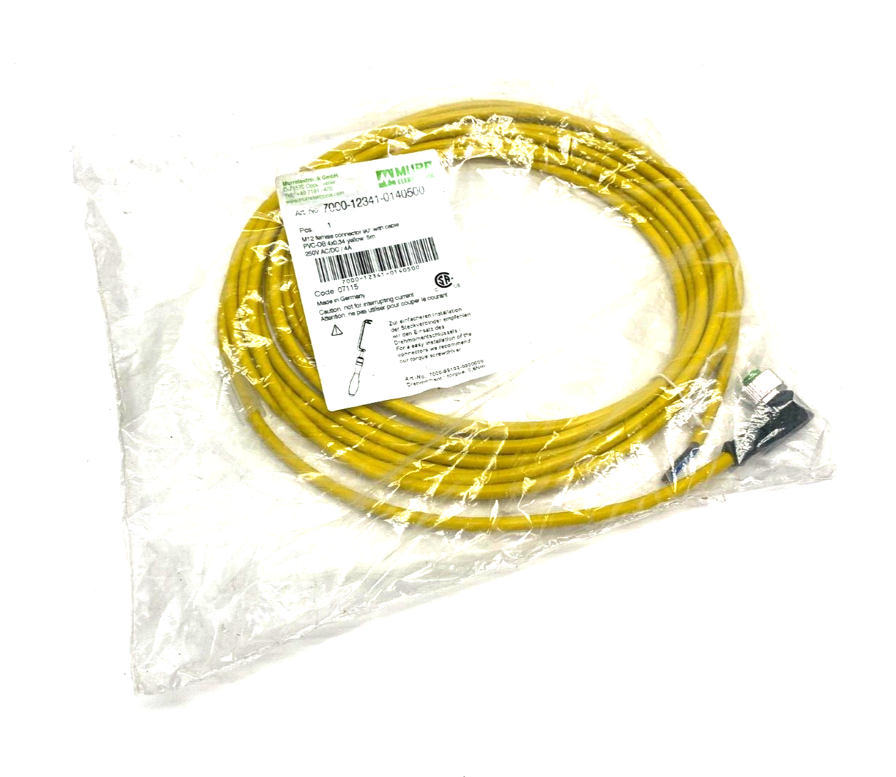 Murr Elektronik 7000-12341-140500 Single-Ended Female M12 Right Angle Cordset - Maverick Industrial Sales