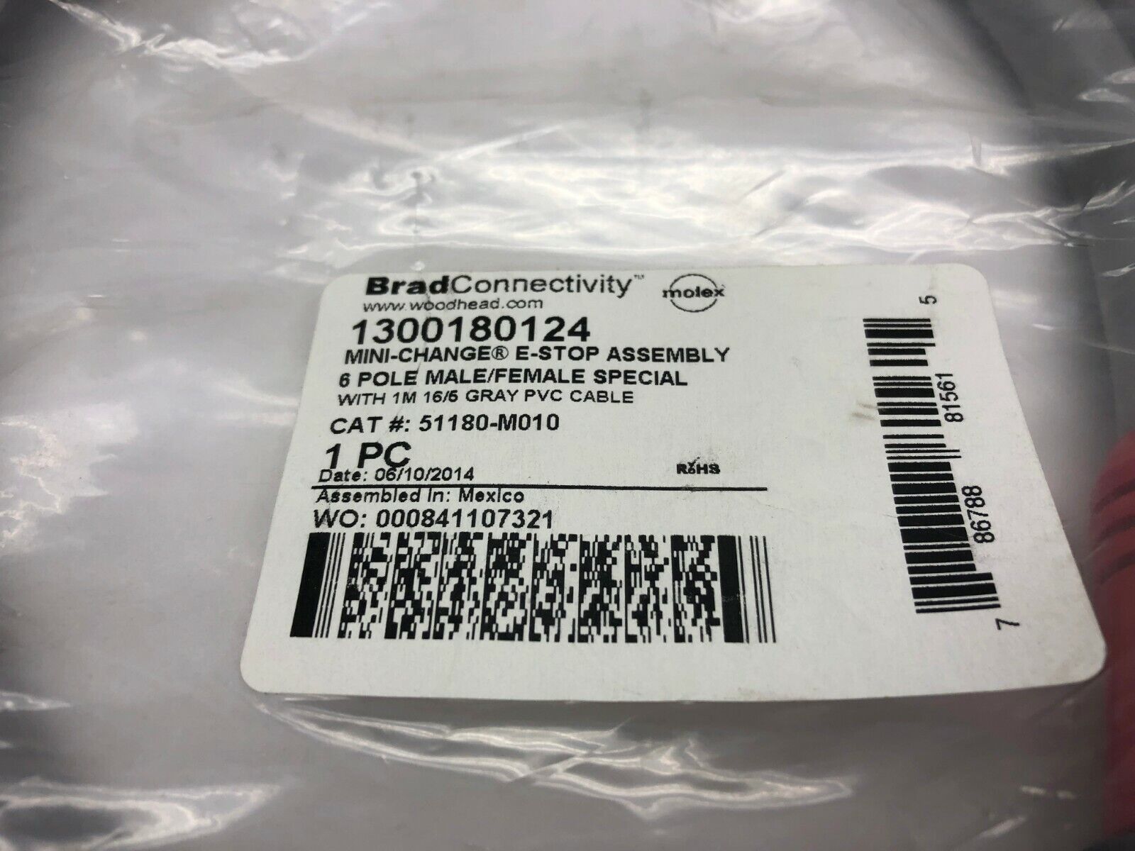 Molex BradConnectivity 1300180124 Min-Change E-Stop Assembly Cable, 51180-M010 - Maverick Industrial Sales