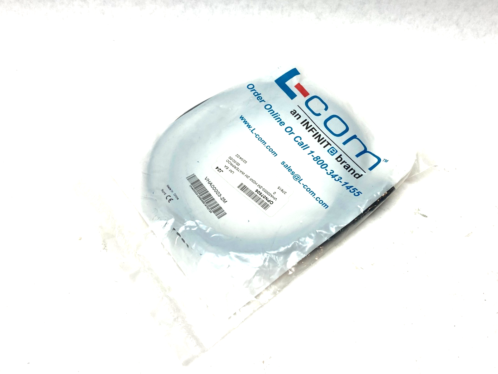 L-Com VHA00003-2M Male to Female HDMI Waterproof Cable Assembly - Maverick Industrial Sales