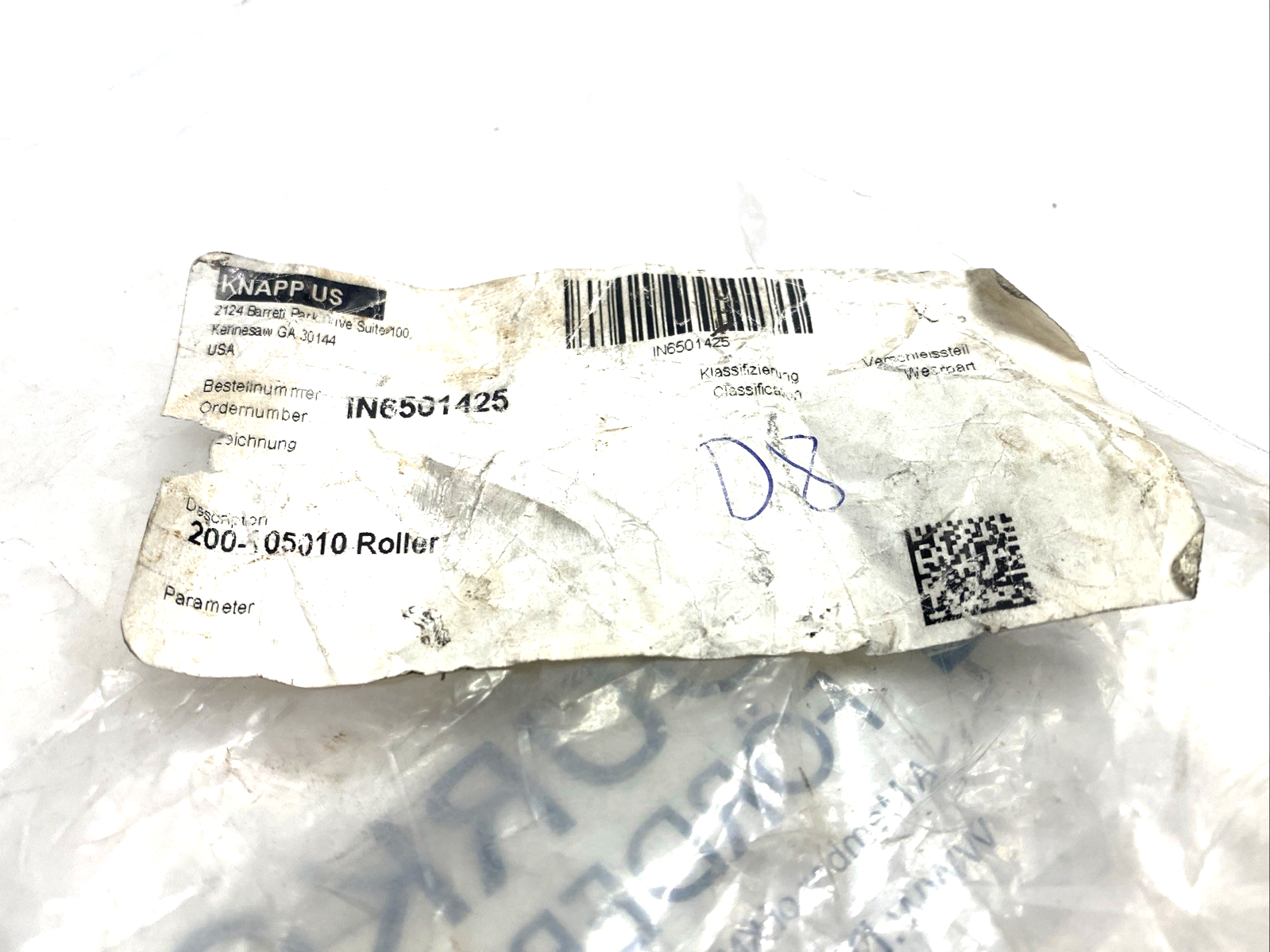 Knapp 200-105010 Roller 20mm I.D. x 70mm O.D. IN6501425 LOT OF 2 - Maverick Industrial Sales