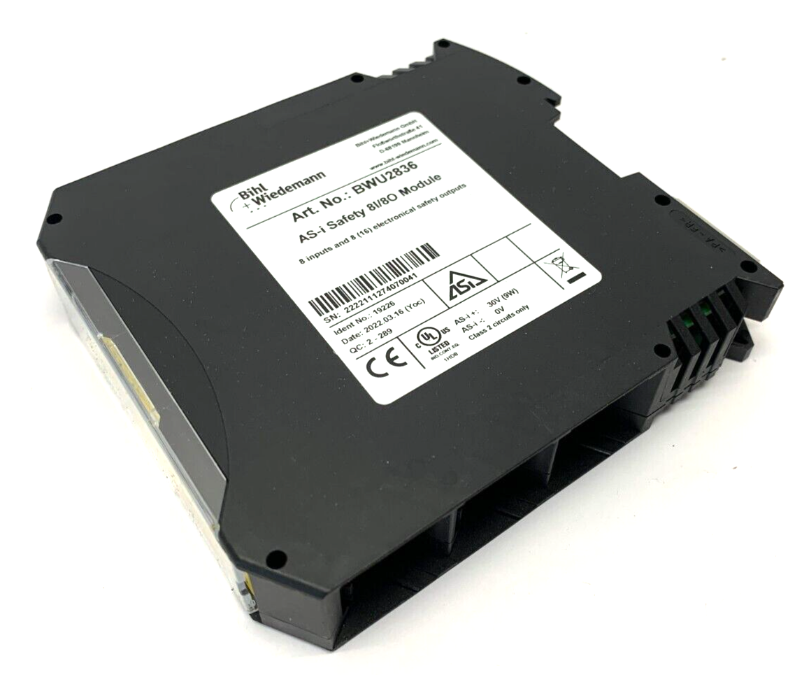 Bihl+Wiedemann BWU2836-NTP ASi Safety Output Module IP20 8SO/8I 19226 - Maverick Industrial Sales