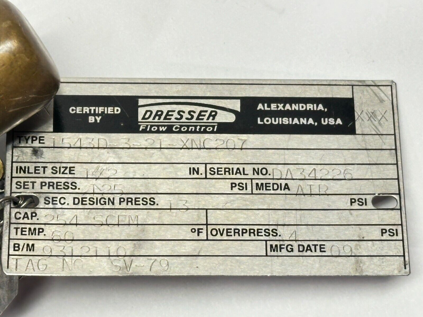 Dresser 1543D-3-21-XNC207 Safety Relief Valve 254 SCFM 1/2" x 1/4" - New – Open box - Maverick Industrial Sales