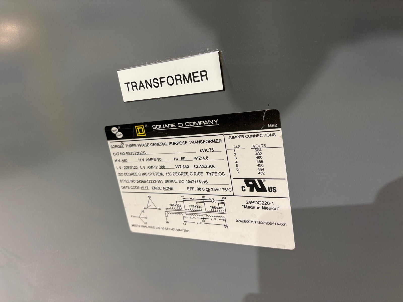 IPC2TC1EE | Square D 225A Integrated Power Center 2 (IPC2) Transformer