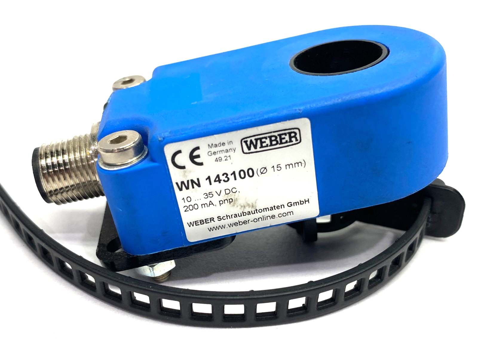 Weber WN 143100 Inductive Ring Sensor 15mm Dia. 10-35VDC PNP 200mA - Maverick Industrial Sales