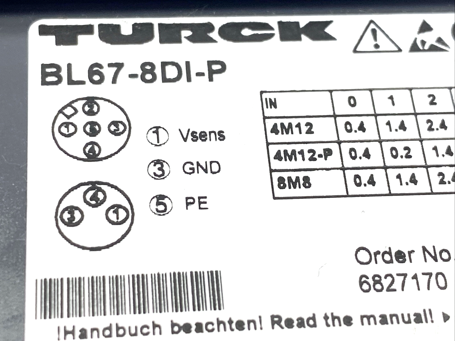 Turck BL67-8DI-P I/O Electronic Module, 8 Digital Inputs, PNP 6827170 - Maverick Industrial Sales