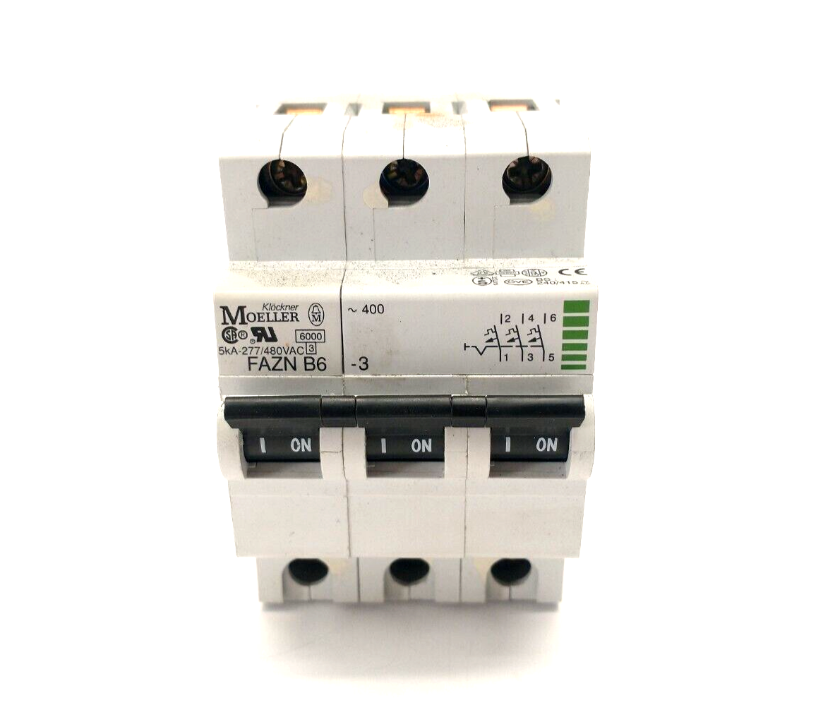 Klockner Moeller FAZNB6-3 Circuit Breaker 6A 3-Pole 240/415VAC - Maverick Industrial Sales