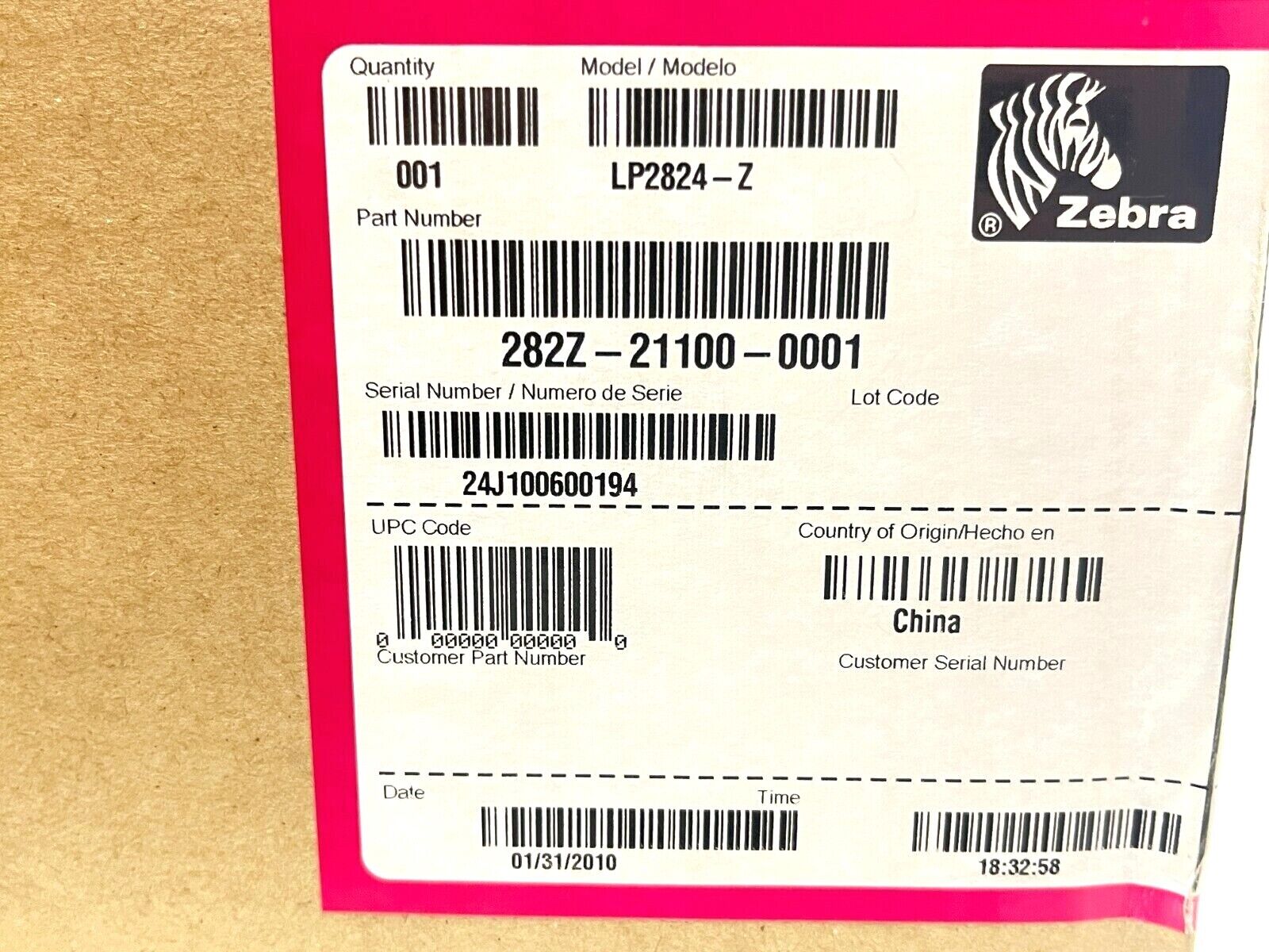 Zebra 282Z-21100-0001 Thermal Barcode Label Printer LP2824-Z - Maverick Industrial Sales